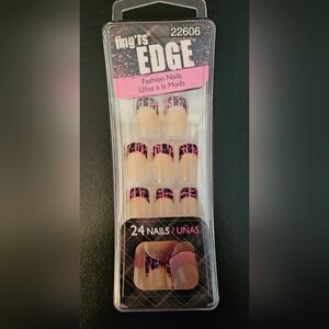 Fing'rs Edge Fashion Nails #22606 Pink French Tips with Black Crackle